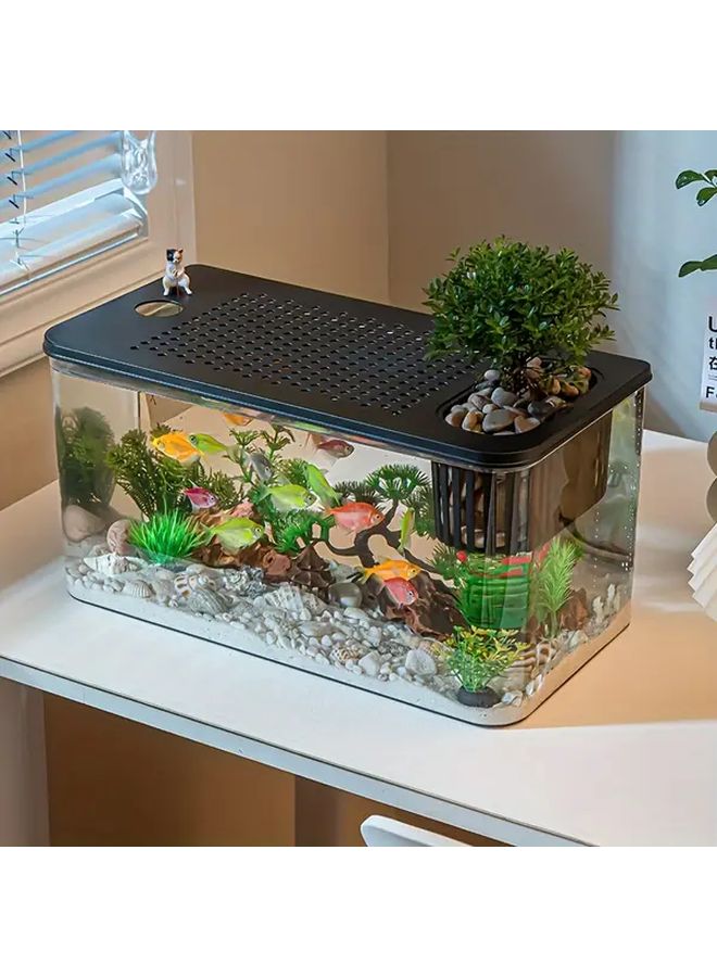 Large ABS PET Desktop Aquarium With Black Cover For Goldfish Turtles And Plants - Image 3